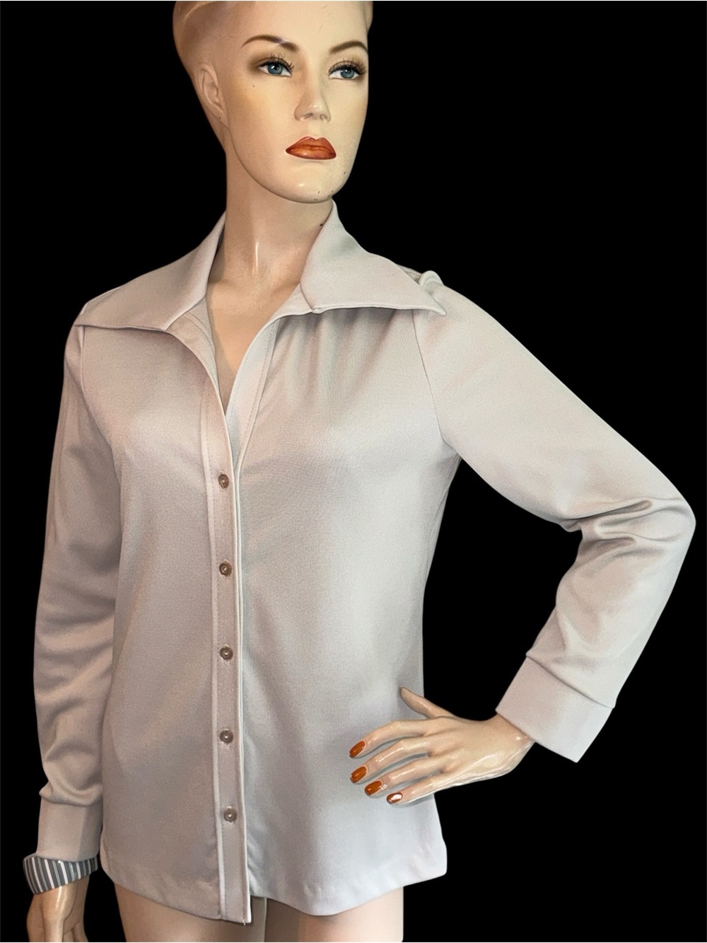 Vintage 70s Gray Polyester Devon Button Shirt
